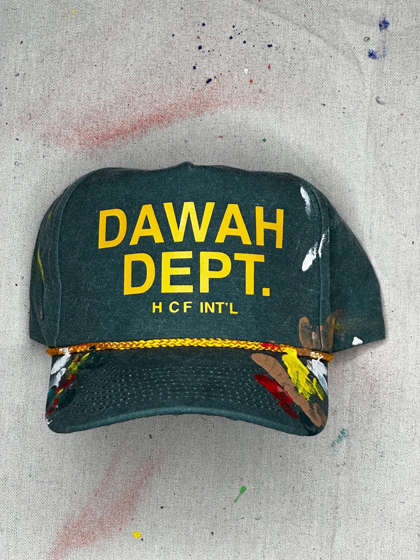 Vintage wash Hand Painted Trucker (Denim Green) - DAWAH DEPT.