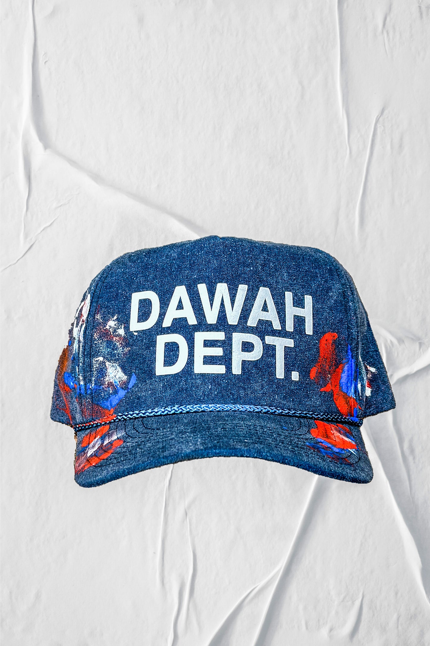 Vintage wash Hand Painted Trucker (Denim Blue)