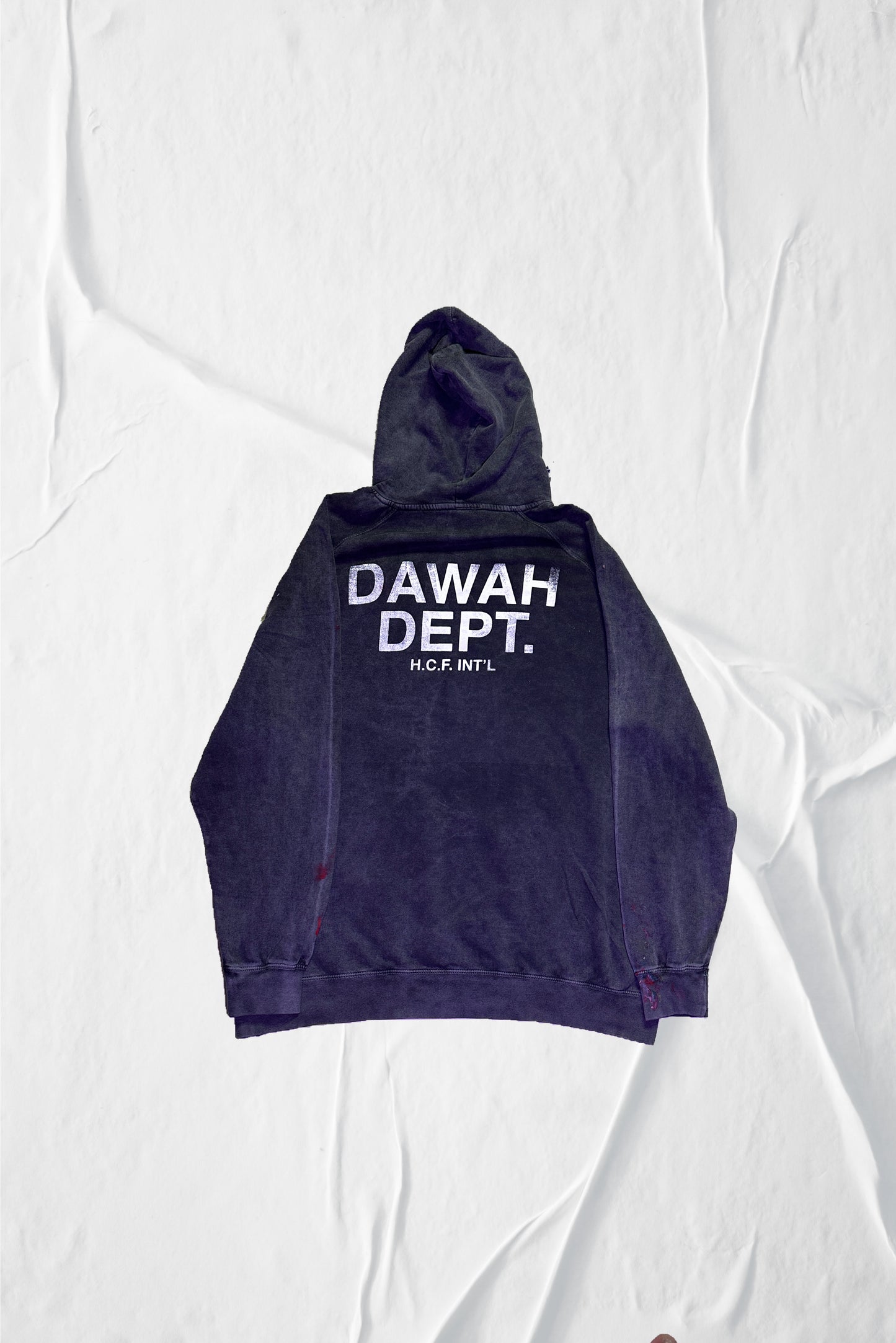 Dawah Dept. - Special Edition Hand Painted Hoodie - Vintage BLACK/Finger Painted