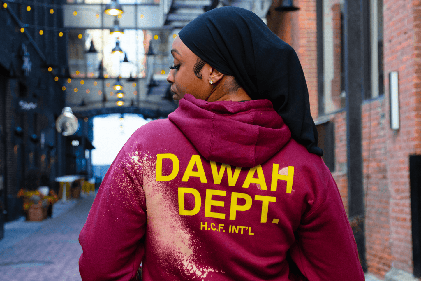 Dawah Dept. Special Edition Hand Painted Hoodie - DISTRESSED BURGANDY