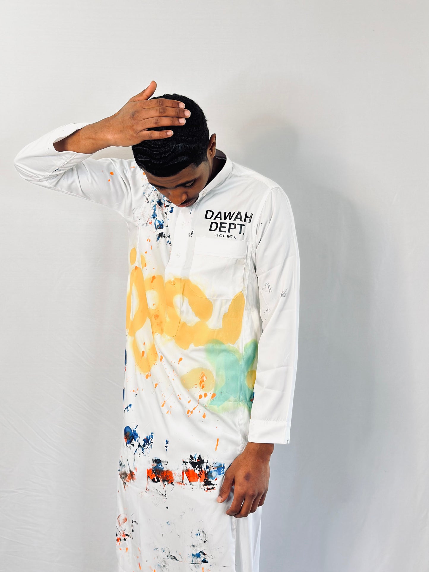 Dawah Dept. Special Edition Hand Painted Thobe - White
