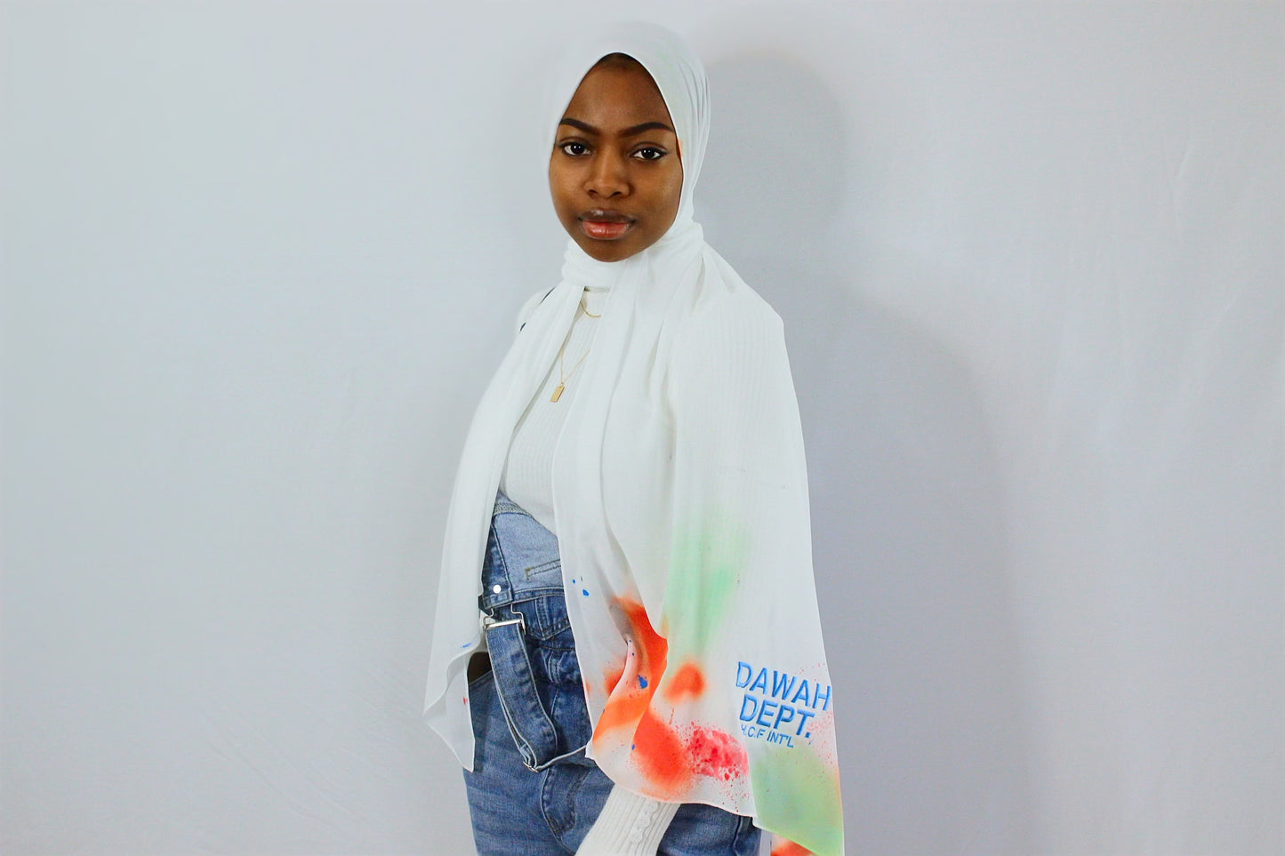 Dawah Dept. Hand Painted Hijab -white