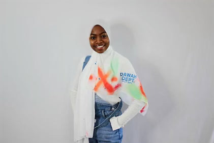 Dawah Dept. Hand Painted Hijab -white