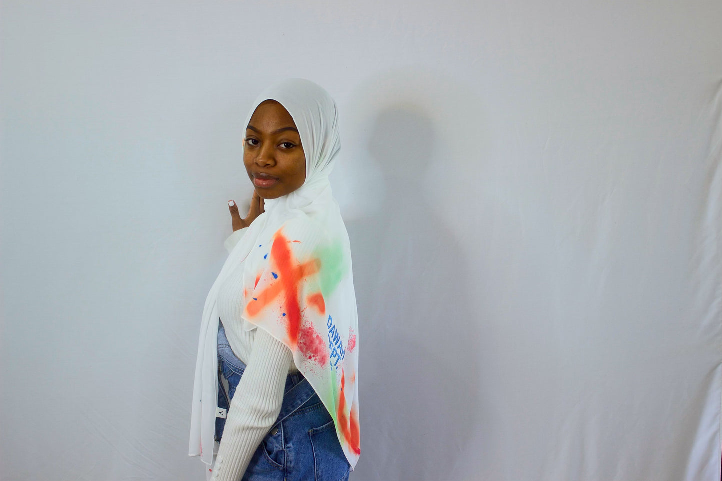 Dawah Dept. Hand Painted Hijab -white