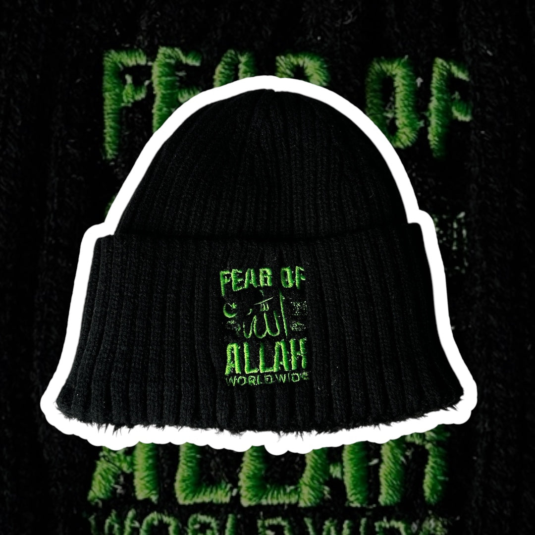 FEAR OF ALLAH (Winter Beanie )Black/Green