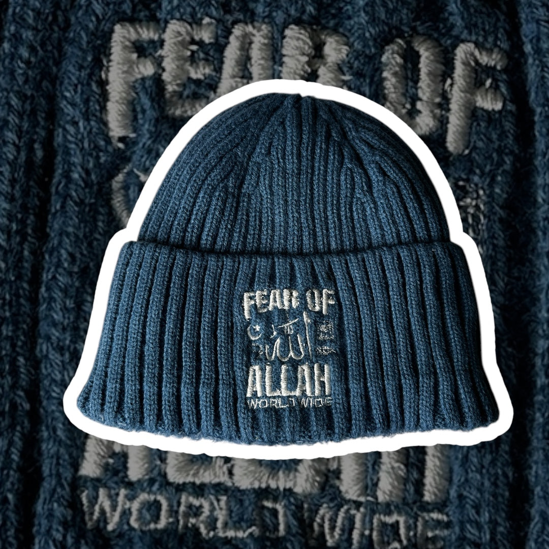 FEAR OF ALLAH (Winter Beanie) Pebble Blue