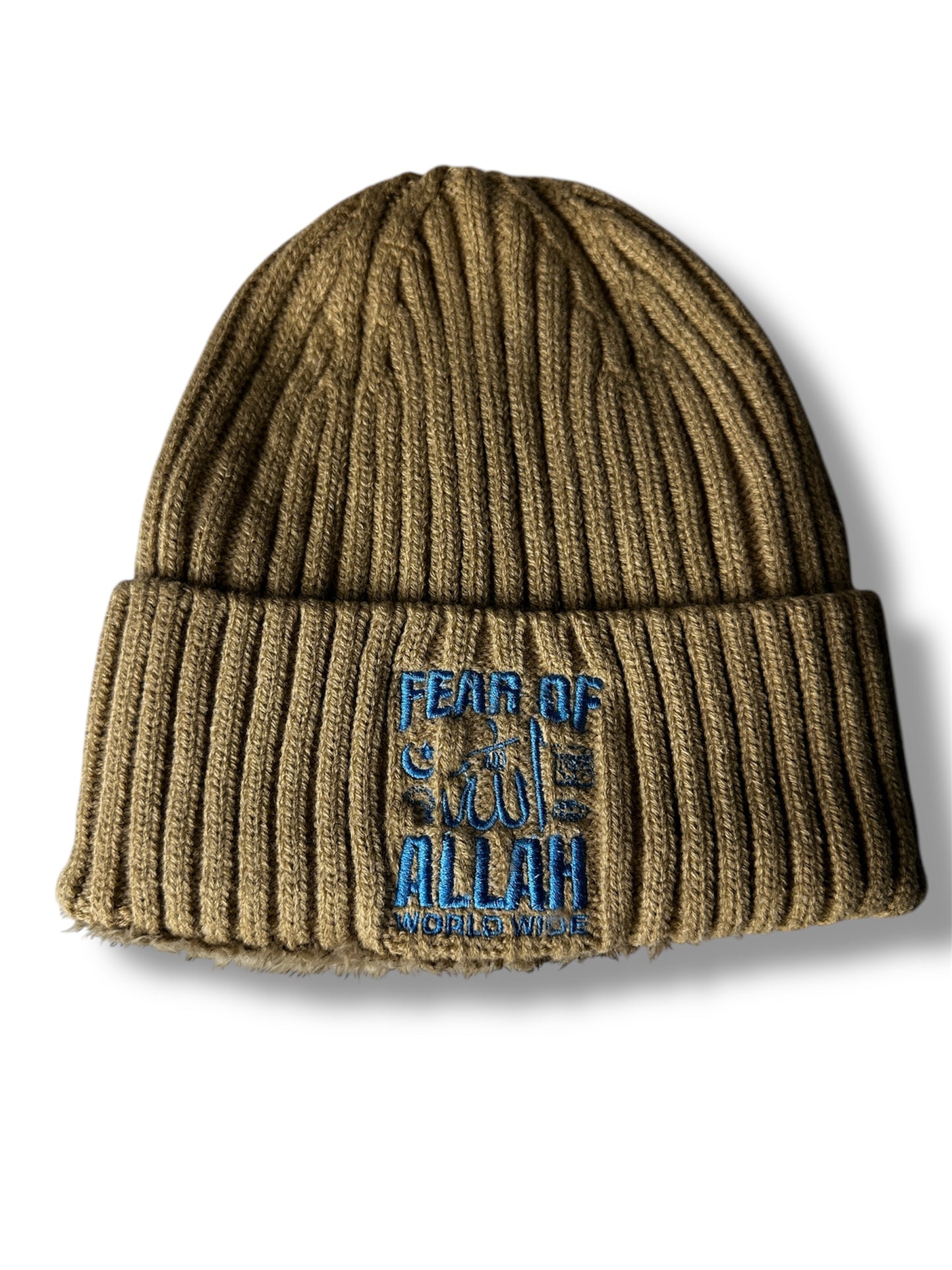 FEAR OF ALLAH (Winter Beanie) Tan/Blue