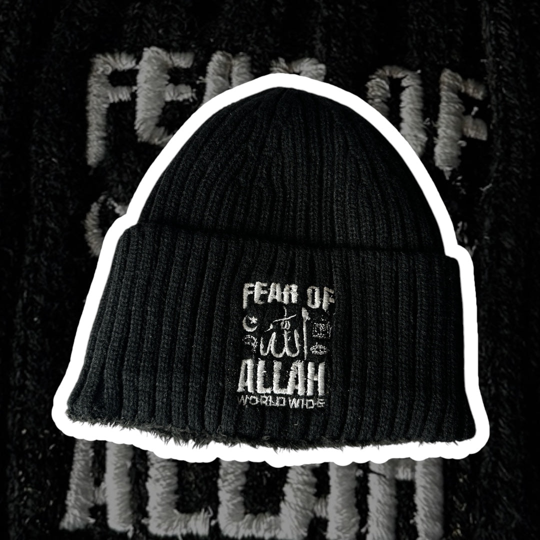 FEAR OF ALLAH (Winter Beanie)Black/white