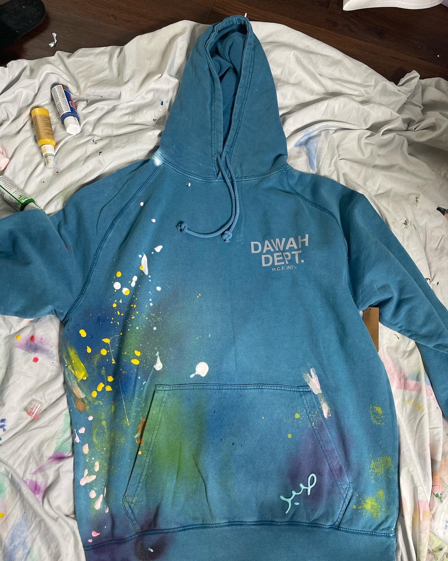 Dawah Dept. Special Edition Hand Painted Hoodie - Lake Blue
