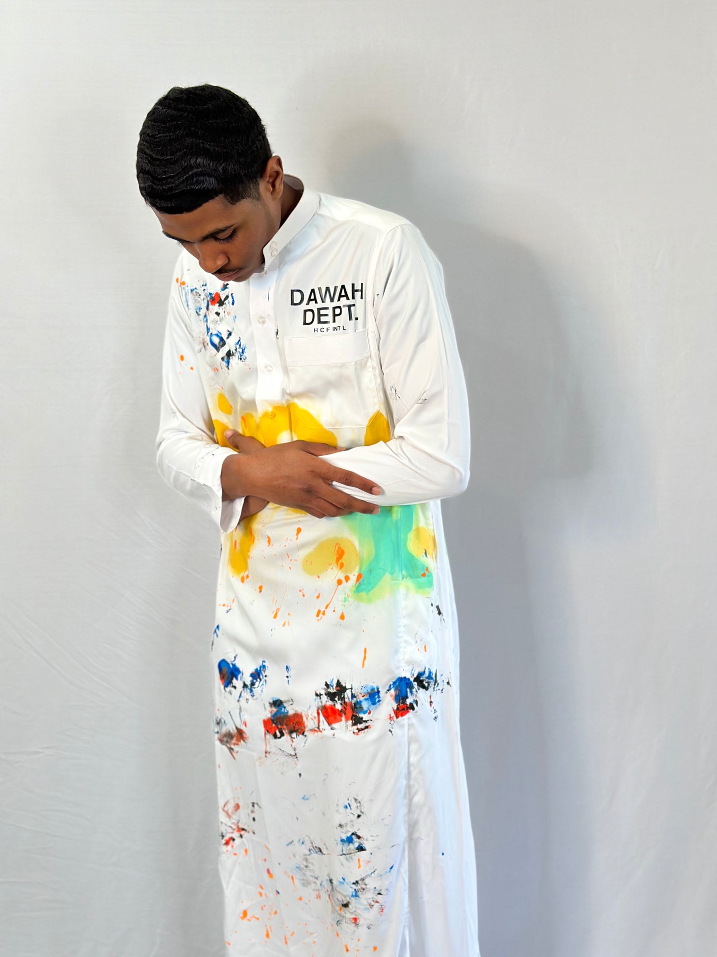 Dawah Dept. Special Edition Hand Painted Thobe - White